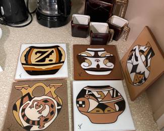 Native American pottery tile trivets