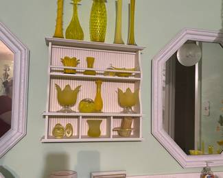 And a sample of the yellow glass.  Come out and visit us to see even more yellow and green glass (another entire curio cabinet full).  