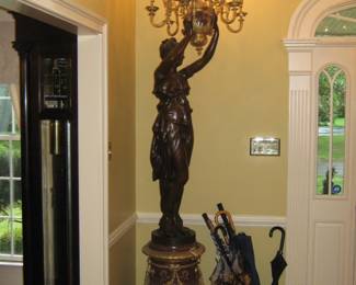 Fabulous Pair of Bronze and Marble Torchere, a Pair