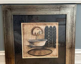 Black and Tan Modern Framed Bathroom Art