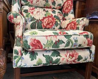 Linen High Back Arm Chair