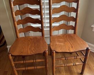 Pair of Oak Ladder Back Side Chairs
