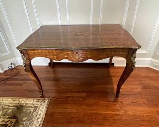 $1200 Antique writing desk or entry focal piece.  One drawer, beautiful detailing.  47"w x 31.5"d x 29.5"h