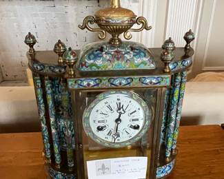 $400 obo Antique enamel clock. missing the pendulum and a key. untested 18.5"h x 13.75"w x 7"d.