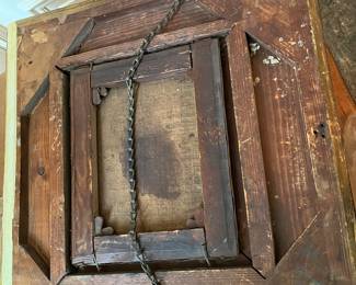 back side view of antique painting