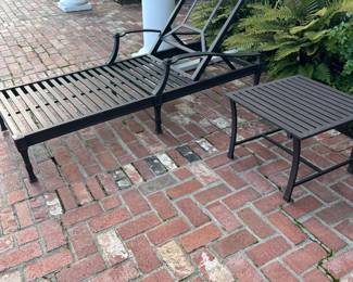 View of the Restoration Hardware chaise without cushion.  side table is not for sale