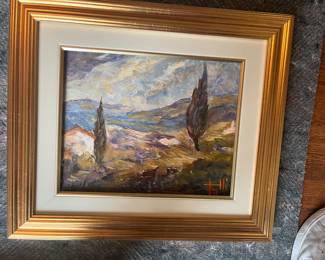 $280. Original signed oil purchased in italy titled "Sensation in Tuscany