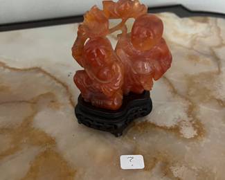 Chinese agate carved figure for sale during in-person shopping