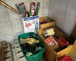 Christmas wrapping paper and ribbon