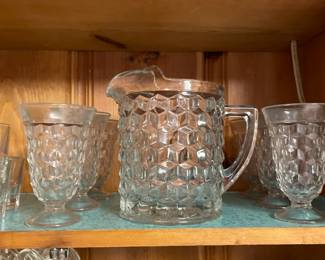 This isn’t the Fostoria pitcher I’m used to seeing.  It’s kind of squatty and… as the kids would say…thick.  Almost like someone grabbed it and flattened it a bit to fit in the cabinet better.