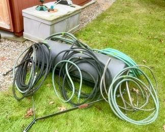 Yard roller, deck box, hoses, misc. yard items