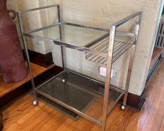 BUY IT NOW! $60. VTG 1970s Chrome/Glass Bar Cart