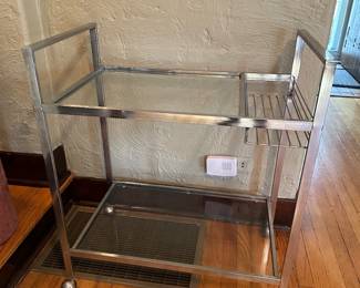 BUY IT NOW! $60. VTG 1970s Chrome/Glass Bar Cart