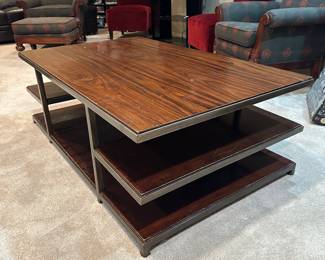 Vintage Rosewood and Chrome "Tribeca" Coffee Table by Williams Sonoma 