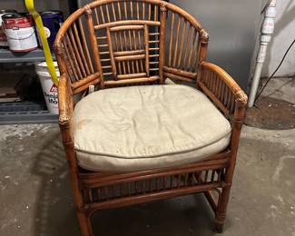 Bamboo and Rattan Chair with Caned Seat