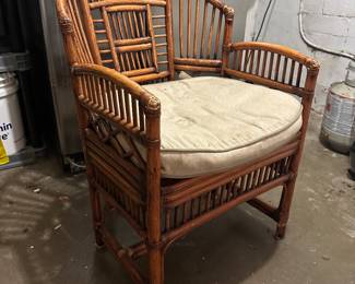 Bamboo and Rattan Chair with Caned Seat