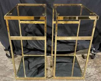 Gold Colored Glass Top side tables