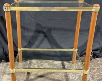 Two Tier Gold Colored Glass Tabel