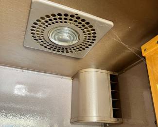 Ceiling view of phone booth