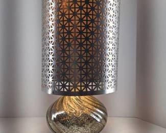 Tin Shade Modern Crackled Glass Lamp