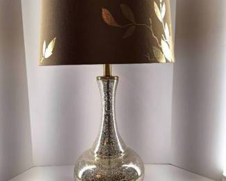 Gold Tone Lamp with Metallic Leaf Shade
