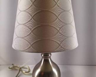 Chrome Base Lamp with Off White Shade