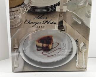 Set of 8 Charger Plates with Silver Leaf Finish