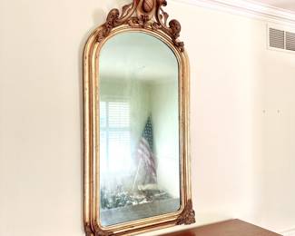 ANTIQUE LARGE GOLD ARCH WALL MIRROR