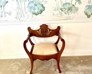 ANTIQUE PADDED HALL CHAIR