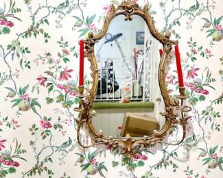 VINTAGE ORNATE GOLD CARVED WALL MIRROR