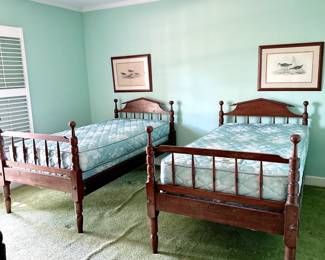 ANTIQUE TWIN LOW POSTER BEDS - SET OF 2