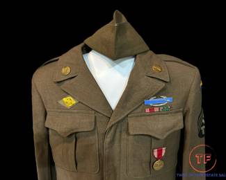 WWII U.S. Ike Jacket with Garrison Cap and Good Conduct Medal