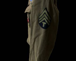 WWII U.S. Ike Jacket with Garrison Cap and Good Conduct Medal (7th Army and Tech Sergeant Patches)