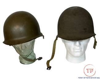 WWII M1 Swivel Bale Helmet and WWII M1 Helmet 