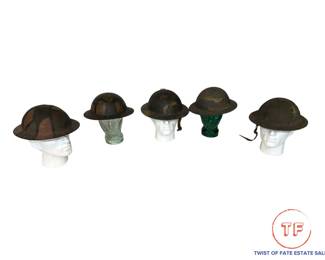WWI Brodie Helmets with Camouflage Jigsaw Painting