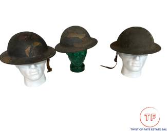 WWI Brodie Helmets with Camouflage Jigsaw Painting