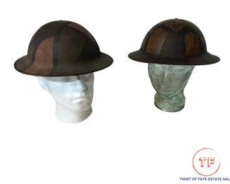 WWI Brodie Helmets with Camouflage Jigsaw Painting