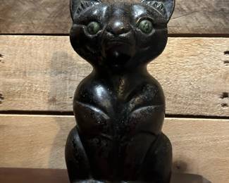 Antique HUBLEY (Albany Foundry #95) Black Cat Cast Iron Doorstop
