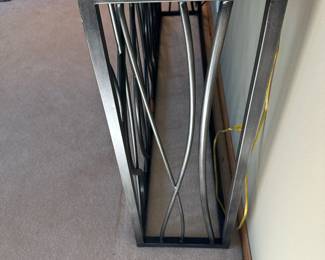 HOOKER FURNITURE Curvy Steel Base Console Table with Travertine Marble Top