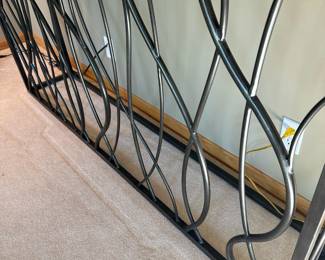 HOOKER FURNITURE Curvy Steel Base Console Table with Travertine Marble Top