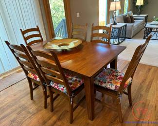 Distressed Wood Kitchen Table Set with Hidden Leaf