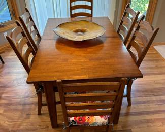 Distressed Wood Kitchen Table Set with Hidden Leaf
