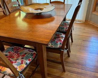 Distressed Wood Kitchen Table Set with Hidden Leaf