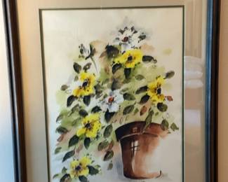 Original Signed Watercolor "Flowers" by VIRGINIA DICKEN