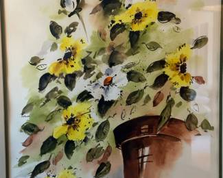 Original Signed Watercolor "Flowers" by VIRGINIA DICKEN
