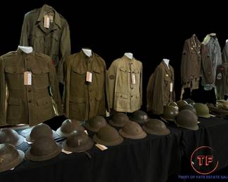 LARGE Collection of WWI and WWII Helmets, Uniforms, etc. 