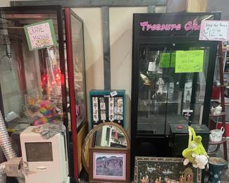 2 full size Crane / Claw Machines in good working order, sticker / temporary tattoo vending machine