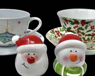 Christmas Teacups Salt  Pepper