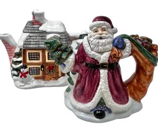 Two Cute Christmas Teapots