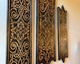 Large Three piece painted wooden wall  plaques
Expresso tone